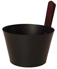 Sauna Aufgusskübel/Saunaeimer schwarz Aluminium gerader Griff