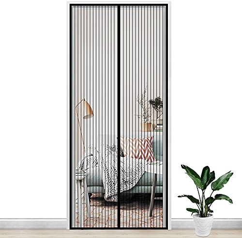 Gimars Magnet Fliegengitter Tür, Insektenschutz Tür 100 x 210 cm，Magnetvorhang Fliegennetz Moskitonetz für Balkontür Kellertür Wohnzimmer Terrassentür, Fliegenschutz ohne Bohren (Schwarz)