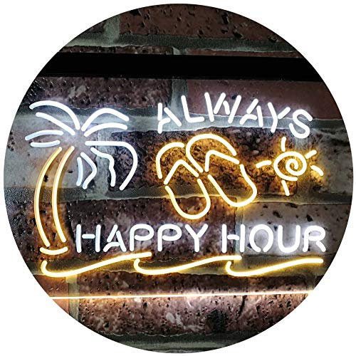 ADVPRO Happy Hour Relax Island Home Bar Décor Dual Color LED Barlicht Neonlicht Lichtwerbung Neon Sign Weiß & Gelb 600 x 400mm st6s64-i2530-wy