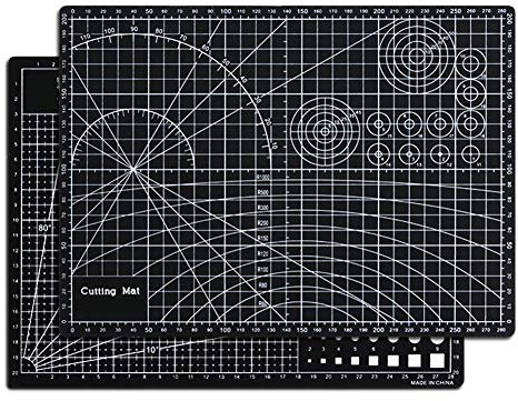 Ommda Schneidematte A3 Selbstheilend Werkstatt mit Doppelseitig cm und inch Angabe Cutting Mat Werkstatt Schneidematte Stoff zum Nähen Quilt Basteln und Patchworken 3mm Dicke,Schwarz,