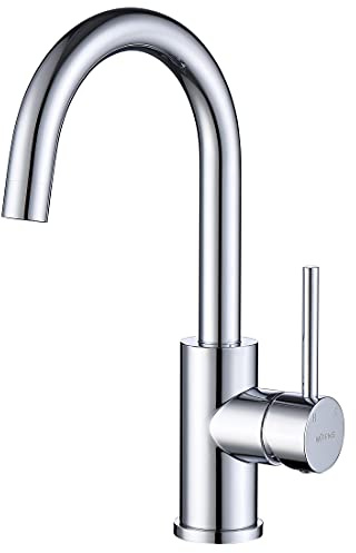 WiPPhs Single Hole Bar Faucet, Chrome Kitchen Sink Faucets Taps Mixer