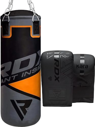 RDX Filled Kids Punch Bag, 60CM Hanging Junior Set for MMA Muay Thai Karate Kickboxing, Maya Hide Leather Youth Children Girls Boys Punching Bag