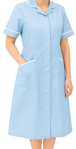 Woman Healthcare Dress Tunic Nurses Uniform Medical Dental Therapist Dress, Available in Navy, Royal, Sky, White Colors, Sizes Range: 6-30