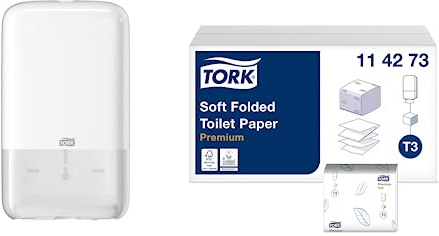 Tork Toilettenpapierspender + Nachfüllpackung - T3 - Nachfüllpackung weiches gefaltetes Toilettenpapier (30 x 252 Blatt)