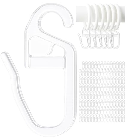 Vorhanghaken für Gardinen Ringe, 120 Stück, mit Ø 4 mm Öse, für Gardinenringe mit 3 bis 4 mm, in Transparent, Gardinenringe Haken zum Einhängen, Faltenlegehaken für Vorhangringe, Vorhang Haken Clip