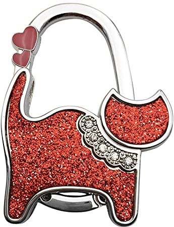 TopHomer Taschenhalter für Tisch, 1Stück Katze Handtaschenhalter Haken Faltbare Taschenhaken Handtaschenhalter für Tisch Handtaschen Halterung Tisch Handtasche Haken für Damen(Rot)