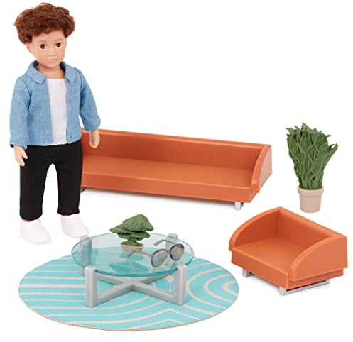 Lori Miguels Wohnzimmer, Mini-Jungenpuppe mit Sofa und Zubehör