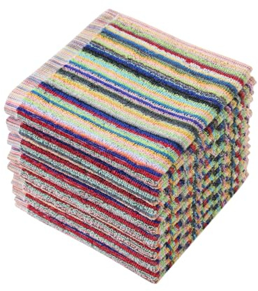Oeleky Kitchen Dishcloths for Washing Dishes, Ultra Absorbent Dish Rags, Cotton Cleaning Cloths Pack of 8, 12x12 Inches (multi-1, 12x12 inch)