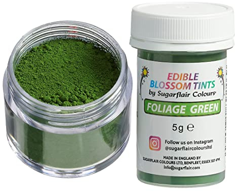 Sugarflair Blossom Tint Dust Lebensmittelfarbe Pulver, Foliage Green, 5 g | Essbares Farbpulver für das Betonen von Details auf Blüten aus Fondant oder Marzipan, Natürliches und Realistisches Ergebnis
