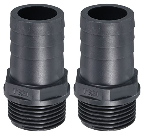 PATIKIL UPVC Barb Flessibile Raccordo, 2pz 30mm Spina G1 Maschio Filettatura Tubo Connettore Adattatore Rapido Raccordi per Acqua Carburante Aria, Grigio