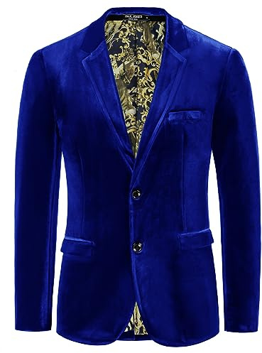 PJ Paul Jones - Chaqueta de Terciopelo para Hombre, Dos Botones, Color Liso, Corte Entallado, para cenas, Fiestas, Bodas