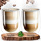ElbFuchs® Juego de vasos Latte Macchiato (2x 350ml) térmicos de cristal con pared doble | Ideales para capuchino, café o té