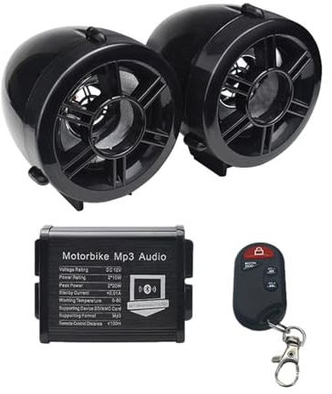 audio per moto, altoparlanti impermeabili per moto, altoparlanti stereo da 10,2 cm, amplificatore AUX MP3 integrato classe D da 300 Watt, adatto per manubri da 1 a 1,25 pollici
