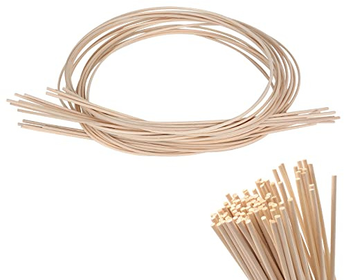 Inscrip 100 Stück Peddigrohr Staken, 3 mm Flechtmaterial Peddig,Duftstäbchen,Peddigrohr Staken,Flechtmaterial RaumduftRattanstäbchen,für Heimwerker, Rundholz Holzstab zum Basteln,für Raumduft (30cm)