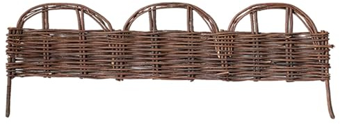 Willow Wicker Fence Border for Garden - Natural Picket Fencing for Flower Bed, Patio, Yard - No-Dig Landscape Edging with Wooden Style