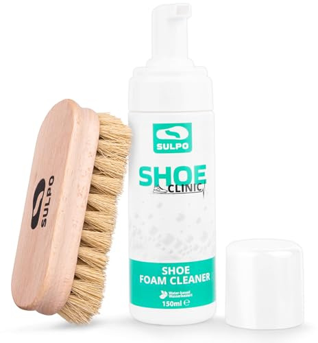 SULPO Shoe Clinic Sneaker Reiniger - Schaum Sneaker Cleaner - Schuhreiniger für Wildleder, Rauleder, Glattleder, Textil - 150 ml