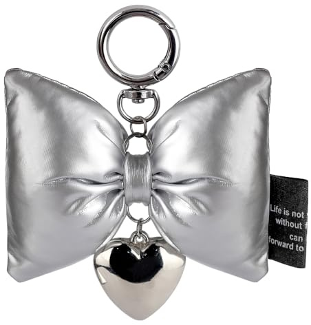 Süße Schlüsselanhänger Mädchen Legierung Herz Anhänger Silber Schleife Schlüsselbund Taschenanhänger Damen Leder Bögen Autoschlüsselanhänger Key Chain Y2K Bow Schlüsselanhanger Cute Keychain Aesthetic