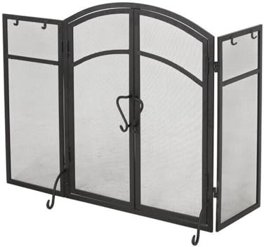 Grille pare-étincelles pour fournaise Pare-feu décoratif minimaliste en métal pliable, séparateur de cheminée artistique, protection de foyer, décoration d'intérieur moderne Pare-étincelles autoportan