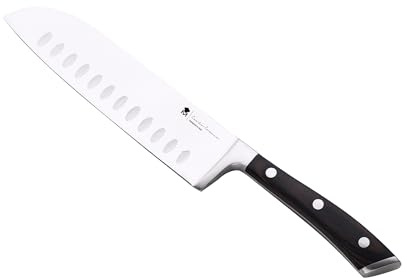 MasterPRO by Carlo Cracco coltello SANTOKU da cucina 17,5cm in acciaio inossidabile di altissima qualità, lama a doppia forgiatura per massima precisione, impugnatura in Pakkawood, con coprilama