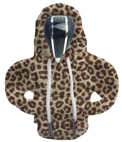 Generisch Hoodie Für Schaltknauf,Weihnachten Gangschaltung Hoodie-Abdeckung, Schaltknauf Hoodie Shifter,Sweatshirt-Auto-Schalthebel Mit Leopardenmuster,für Die Innenausstattung Von Autos