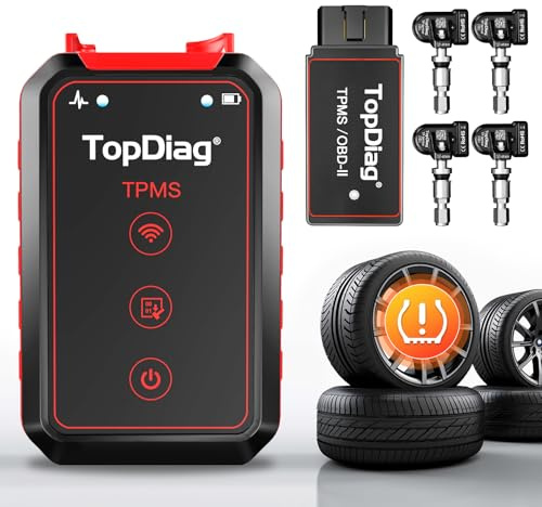TPMS Programming Tool with TPMS Sensors Set of 4 and OBDII Dongle, TPMS Relearn Tool, Tire Pressure Monitor System Scan Tool, PS001