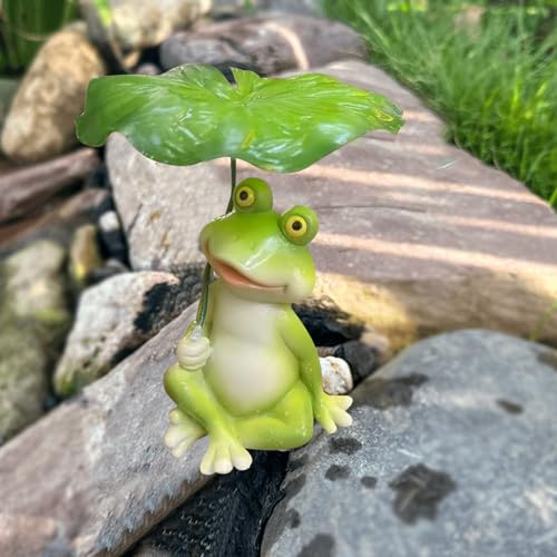 DZAY Gartendeko Figuren Draußen Frosch Deko,Garten Wetterfest Frösche Deko Figuren,Gartendeko Frosch Gartenfiguren,Tiere Dekofiguren Gartenfigur für Außen Harz Statue Balkon Terrasse Teiche Deko
