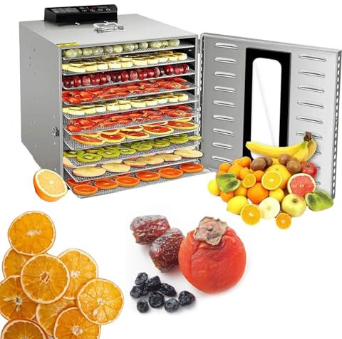 Food Dehydrator, Large Stainless Steel 15 Trays, Digital Adjustable 86-194°F Temperature& 24H Timer, Drying Machine for Jerky Herbs Fruit Mushrooms Yogurt, Dehydrater Biltong Maker,220V