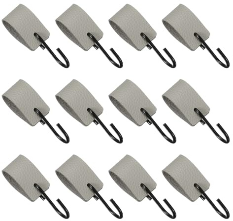 sourcing map S-Haken aus PU-Leder, multifunktionale S-förmige Haken zum Aufhängen von Mantel, Handtuch, Camping, Küche, Badezimmer, Grau, 12 Stück