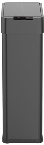 KITCHEN MOVE Poubelle de cuisine automatique 90L SILVERLAKE BLACK en acier Inox avec cerclage Ouverture papillon grande capacité