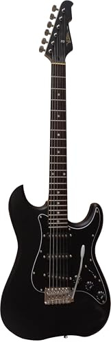 ELEKTROGITARRE MATT SCHWARZ - E-GITARRE MIT MASSIVHOLZKÖRPER - VISION SOUND - SCHWARZER PICKUP + KABEL - ST5MATT BLACK