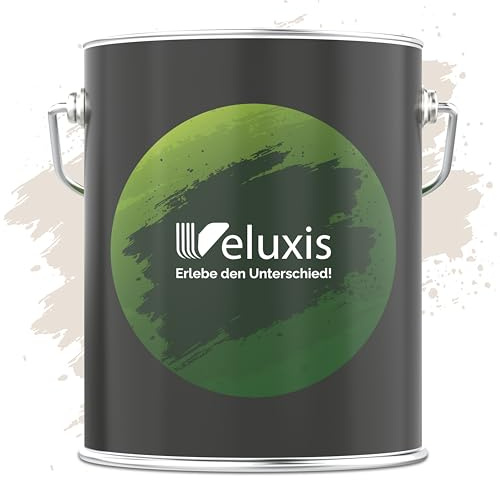 Veluxis® Edle Wandfarbe Creme für den Innenraum - 2,5 Liter & Deckkraft-Klasse 1, Streifenfrei, tropfarm & Öko Farbe, VOC-frei - (Sandy Beige)