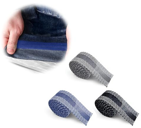 tiyiyok Cinta Para Dobladillos, Cinta Dobladillo Plancha, Lavable, Se Adapta a Puños, Puños de Tacto Rápido, Correas de Puño Autoadhesivas, Correas de Tela, Negro, Gris, Azul