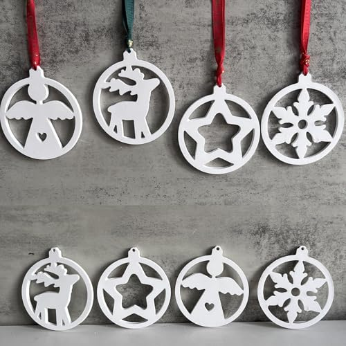Silikonformen Gießformen Weihnachten, 5 Stück 3D Silikonform Weihnachten Anhänger Rund Glocken Silikonform Anhänger mit Stern Engel Gipsformen zum Gießen Epoxidharz Formen (A)