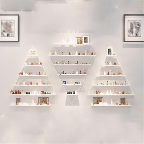 Estantes de Pared Triangulares for esmaltes de uñas, Soporte metálico for Botellas, Organizador de aceites Esenciales de 5 Niveles, fácil de Limpiar, vitrinas for cosméticos(White)