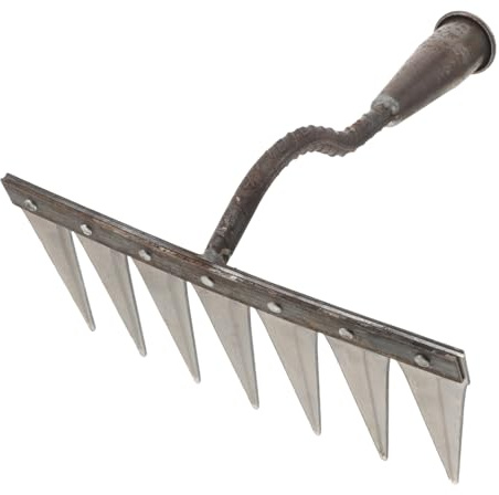 VICASKY Râteau à Main en Acier à 7 Dents Pointues pour Jardinage, Outils de Jardinage à Main Compact pour Désherber et Ameublir Le Sol en Extérieur