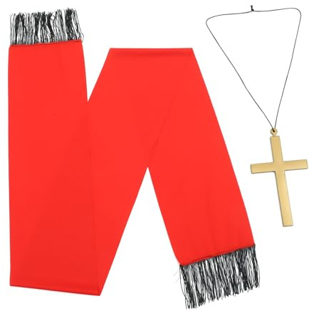 GALPADA Halloween Cosplay Priest Stole och Crucifix Pendant Rollspelstillbehör för Vuxna Festlig Dekoration för Halloween och Temafester Kreativt Kostymkit för Fotografering och Festlig