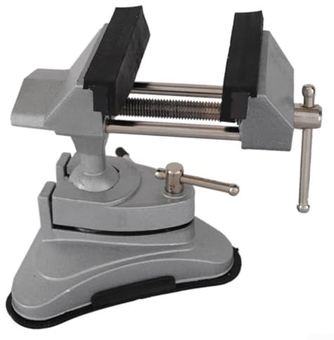 Aluminium Alloy Mini Table Vice, With Strong Suction Cup, 360° Rotation And Protective Soft Jaw Pads For Delicate Work Holding In Carving, Painting
