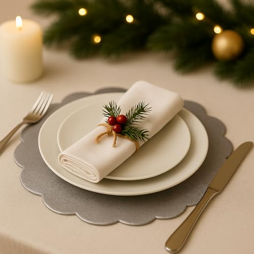 Gef Aura - Made in Italy - Sottopiatto 37 cm Sottobicchiere 15 cm - TNT Spunbond 50 g/m² - Certificato OEKO-TEX® - Idrorepellente e Anallergico (Argento, Sottopiatto Ø 37 cm - 200 pz)