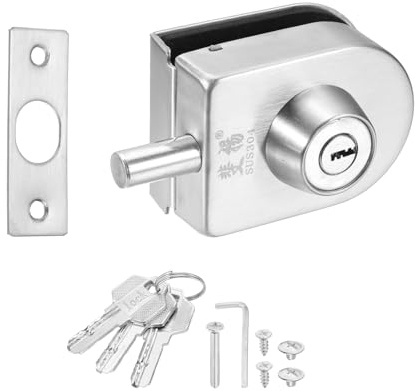 PATIKIL Cerradura Para Puerta De Vidrio 10-12mm De Grosor Para Hotel Plata