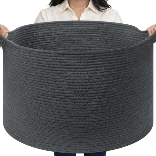 MOLMO Extra Large Storage Basket, 85L Laundry Hamper Dark Grey