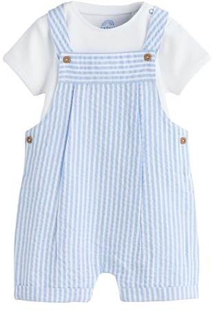 NEXT Bambini Set Neonato con Salopette e Body in Tessuto | Neonato, Standard, Mid Rise, Pull On, Straight, 100% cotone