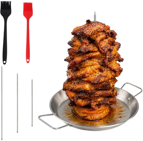 Bofanze Spiedino Verticale Multifunzione per Barbecue Supporto per Kebab Turco Verticale in Acciaio Inox Ricambio Spiedini Verticali con 3 Misure Rimovibili per Pollo Bistecca Kebab Shawarma Pesce
