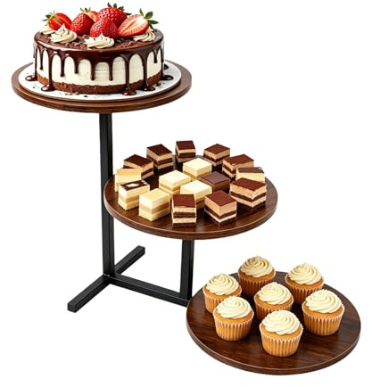 TWSOUL 3 Etagen Holz Tortenständer, 3 Stück Ø 25 Cupcake Ständer für 50 Cupcakes, Kuchenständer als Kuchen Obst Kekse Süßigkeiten Servierplatte für Hochzeits Geburtstag Nachmittagstee Party