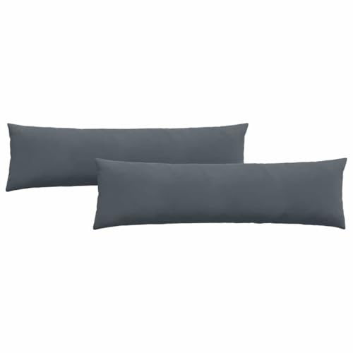 XHNIFBN 2er Set Sofa Kissen 145 x 40 cm Dunkelgrau Cord-Optik, Modernes Couchkissen Set mit Füllung für Wohnzimmer & Schlafzimmer, Langes Rückenkissen mit abnehmbarem Bezug