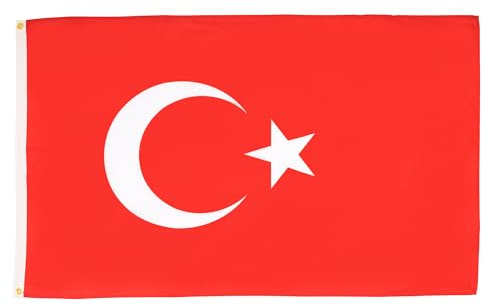AZ FLAG Flagge Türkei 150x90 cm Fahne Türkische Polyester 100D 2 Ösen | Für innen und außen dekorative Flagge Türkiye doppelte Nähte und verstärkte Kanten mit Metallösen 100D Polyester