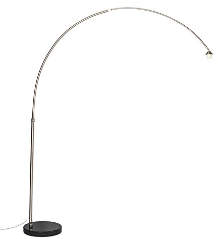 Qazqa - Moderne Bogenleuchte I Bogenlampe I Lampe I Leuchte Stahl I Silber I nickel matt mit Marmorfuß - XXL I Wohnzimmer - Stahl Länglich - LED geeignet E27