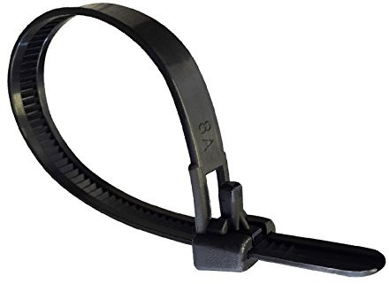 100 x Black Releasable Cable Ties 150mm x 7.6mm Reusable Wire Tidy Zip Wrap Straps