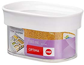 Emsa 513554 Boîte à provision pour produits secs, empilable, 100% hygiène et sécurité , 0.18 Litre, Rectangulaire, Blanc/Transparent, Optima