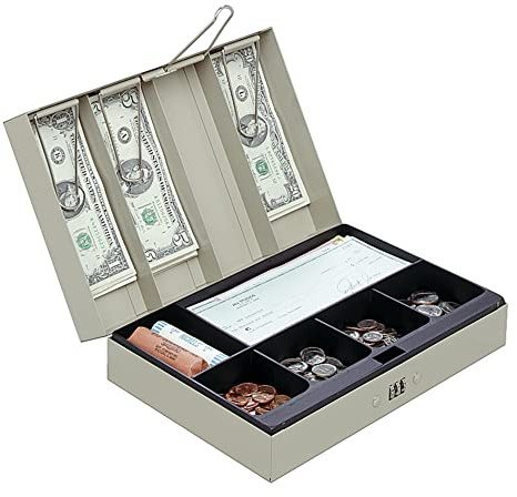 Cash Box, 3 1/8H x 11 3/8W x 7 5/8D, Sand