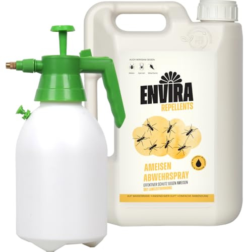 Envira Ameisenspray 2L + 2L Sprüher - gegen Wegameisen & Pharaoameisen | Ameisen Spray für Wohnung, Balkon, Terrasse und Garten mit Langzeitwirkung - effektiv Ameisen loswerden